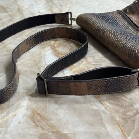 HAMMITT VIP Medium Java Snake Crossbody Clutch Bag Purse Brown Leather GUC - Picture 12 of 14